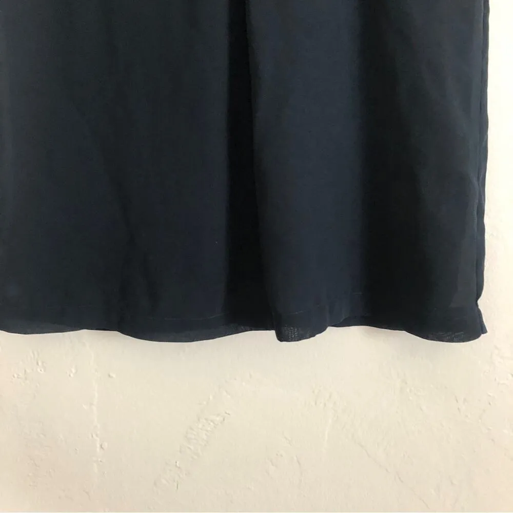 Banana Republic Petite Navy Blue High Neck Keyhole Flowy Tent Tank Blouse Top - Image 3