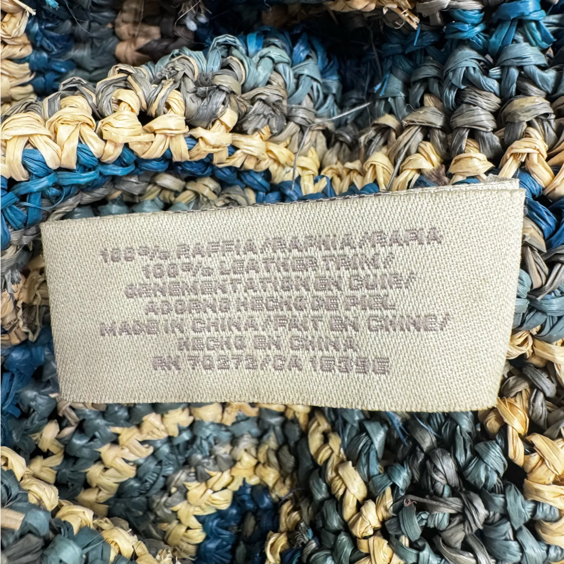 Sigrid Olsen Blue Raffia Straw Bag Beaded Braided Genuine Leather Straps Boho - Image 8