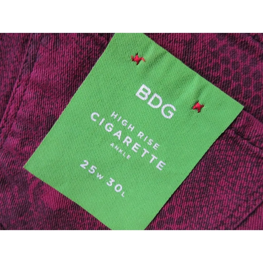 NWT BDG High Rise Cigarette Ankle in Beet Red Snakeskin Python Stretch Jeans 25 - Image 6