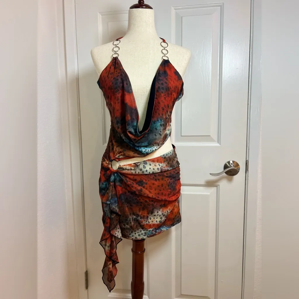 Vibrant‎ Abstract Mini Dress Red Size M - Image 3