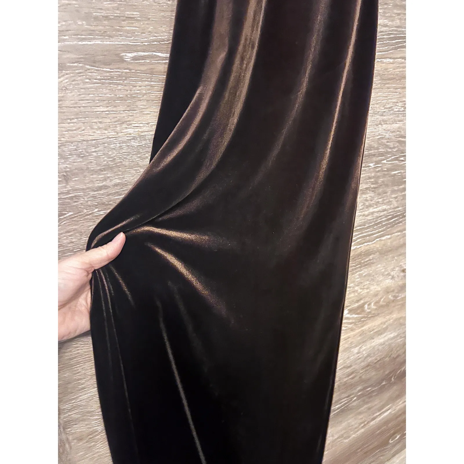 Vintage slip dress velour brown long dress Jumper size Small spaghetti strap - Image 8
