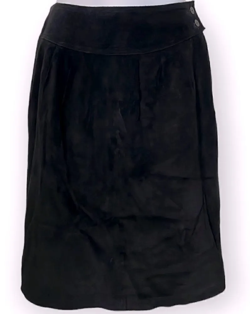 Lord & Taylor Leather Suede Pencil Skirt Black Vintage With Box Size 8P Black - Image 1
