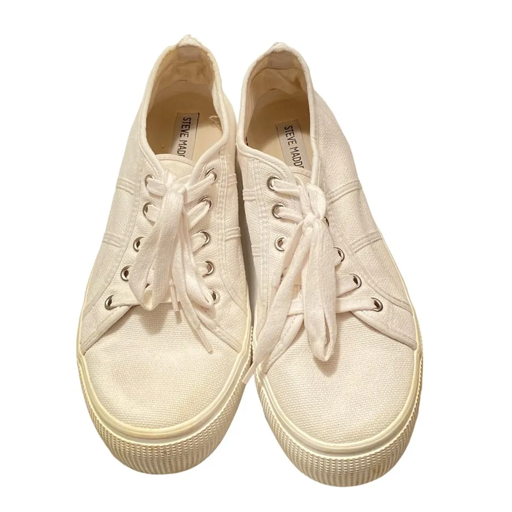 Steve Madden Emmi White Lace Up Platform Sneakers Size 10 - Image 4