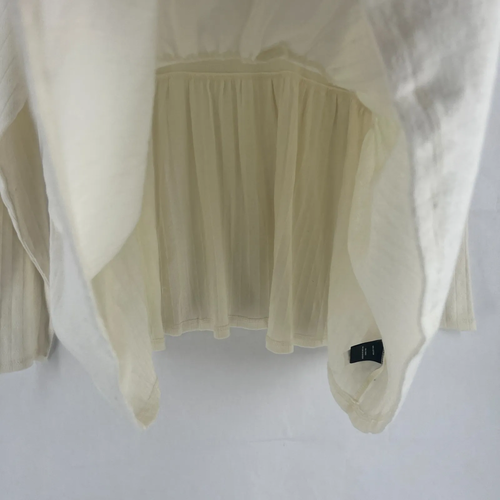 Torrid Babydoll Henley Top 3X Cream 100 % Cotton Pleated Ruffle Hem Lace Trim - Image 7