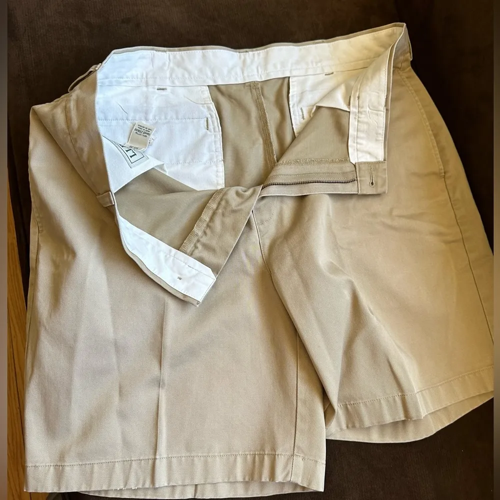 L.L.Bean Natural Fit Kaki Brown Shorts 100 % Cotton Sz 38 Pockets Thick Material - Image 7