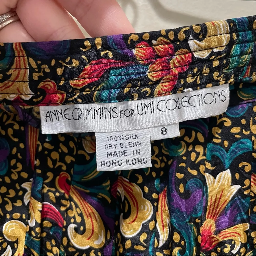 Anne Crimmins for Umi Collections Vintage Pleated Silk Skirt Size 8 Yellow Size M - Image 7