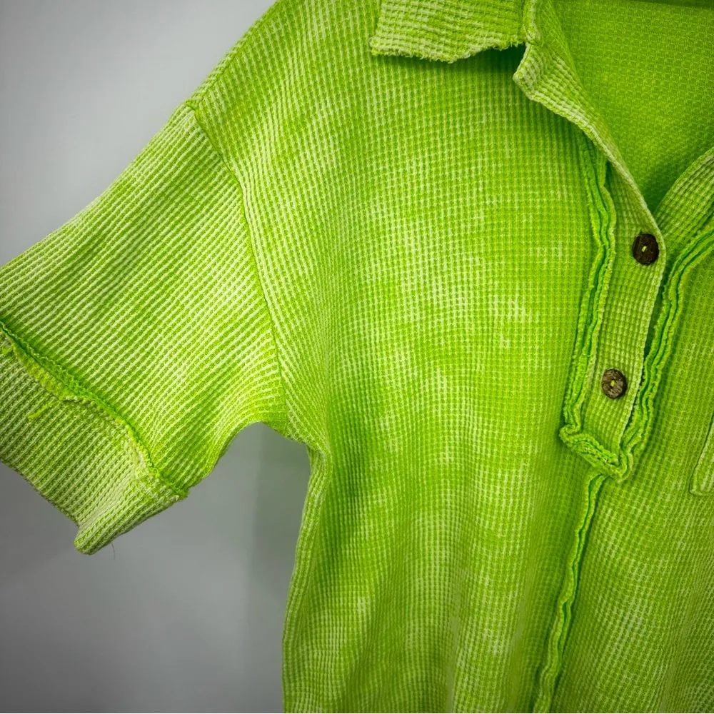 Bibi Green Thermal Button Up Shirt Size Medium Coastal Grandma - Image 5