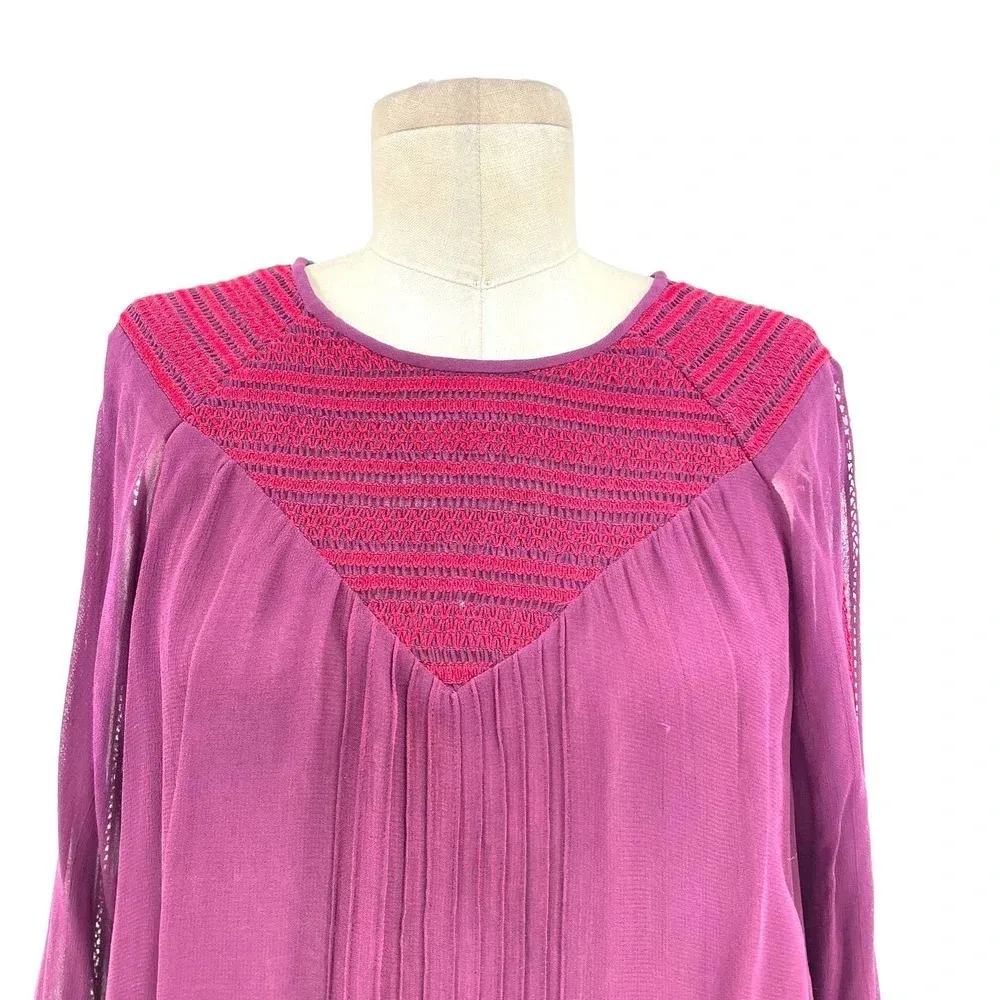 Antik Batik Frawley Embroidered Blouse Shirt Top Burgundy Purple Pink Size Small Red - Image 2