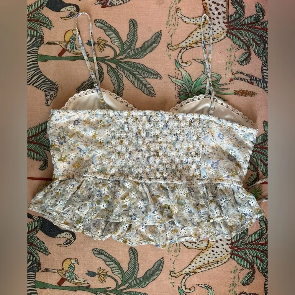 White Floral Lace Corset Style Wild Fable Stretch Daisy Coquette Tank Top M - Image 7