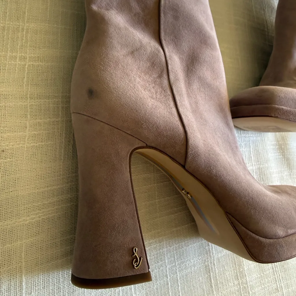 NEW SAM EDELMAN JAYE Sz 10M Women's Suede Mid Calf Ankle Boots Cashmere
Tan 4.5” - Image 10
