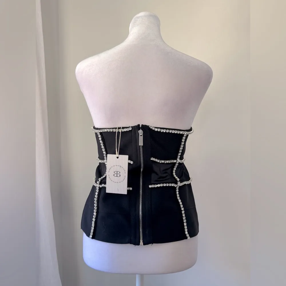 NWT Bella Barnett Black Rhinestone Tube Top Size L - Image 6