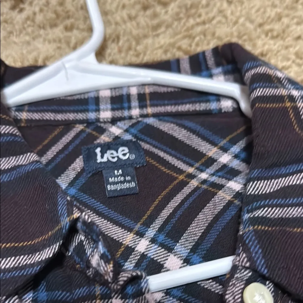 Lee  Women's Plaid Button Down Shirt - Black and Blue - Image 3