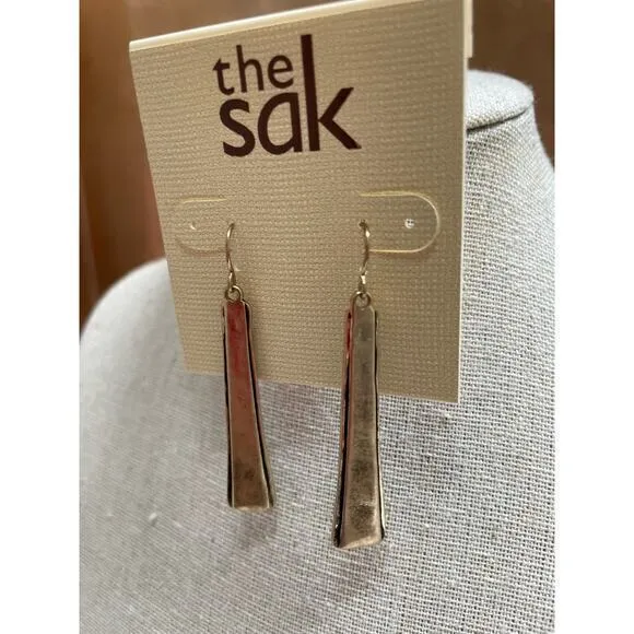 NWT The Sak Gold‎ Lightly Hammered Bar Dangle Earrings - Image 2