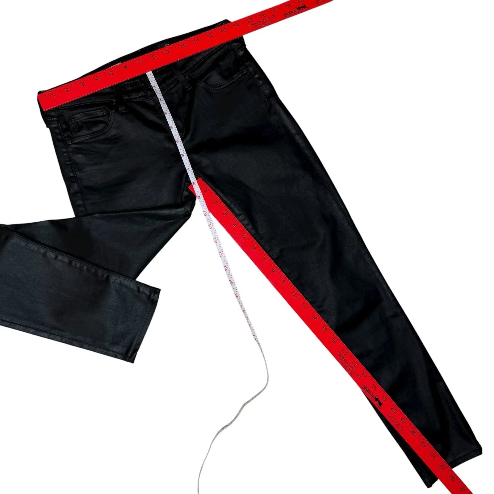 AG Adriano Goldschmied Womens 25 The Legging Ankle Jean Black Coated Leatherette - Image 7