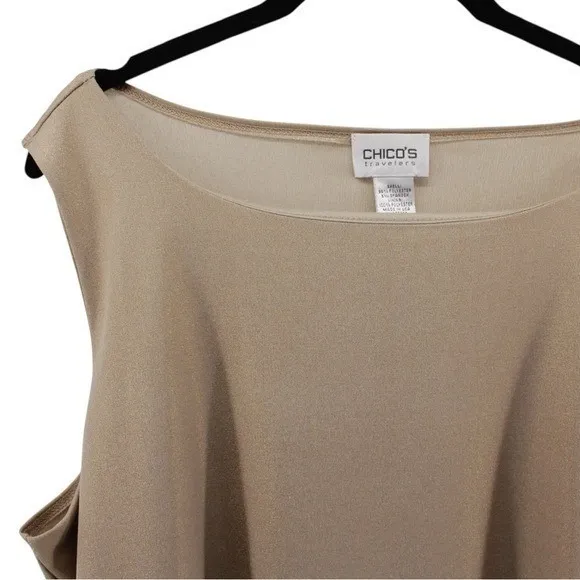 Chico's Travelers Gold Sparkle Summer Tank Wedding Guest Women's Size 3 XL - Image 3