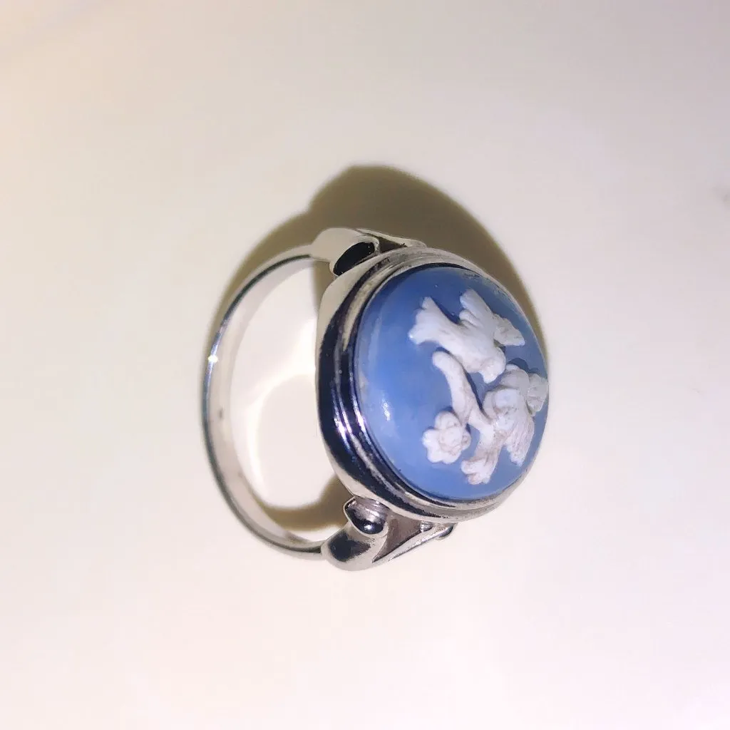 Avon Blue Cameo 2 Dove Ring Size 7 Vintage 1983 Birds On Branch Style Wedgwood - Image 11