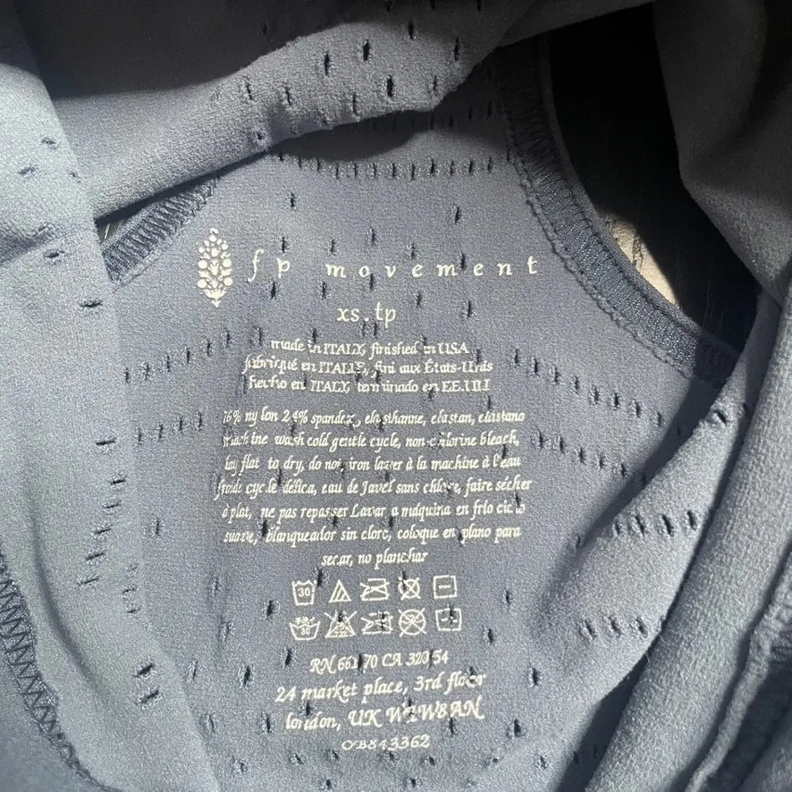 FP Movement By Free People Seamless Ribbed Crop Tank Top XS TP Blue Mesh Cutout - Image 3