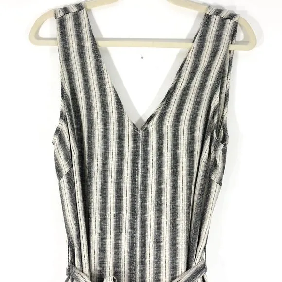 New  Striped Sleeveless Cropped Jumpsuit Cream Black - Image 7