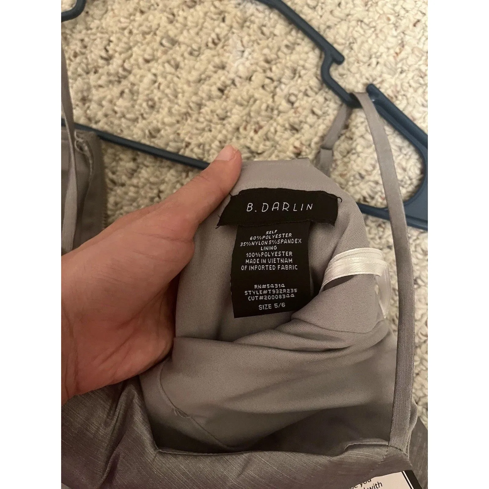 B Darlin Women’s Spaghetti Strap High Low Grey Sweetheart Cocktail Dress NWT Size undefined - Image 3