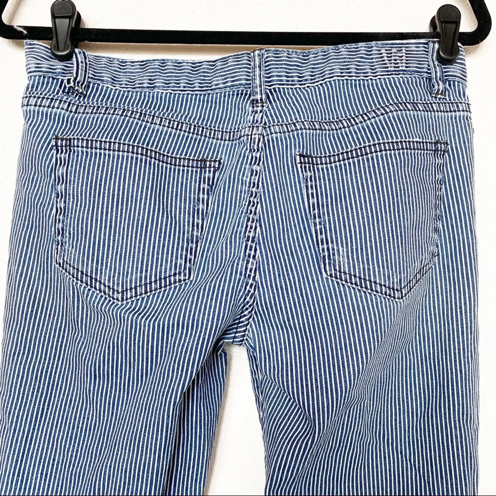 Williamsburg Garment Company Bedford Ave Railroad Stripe Skinny Jeans Size 28 Blue - Image 7