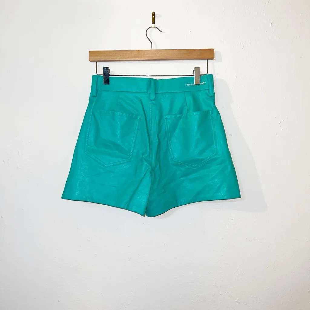 7 for all mankind teal pleather high rise shorts new - Image 9