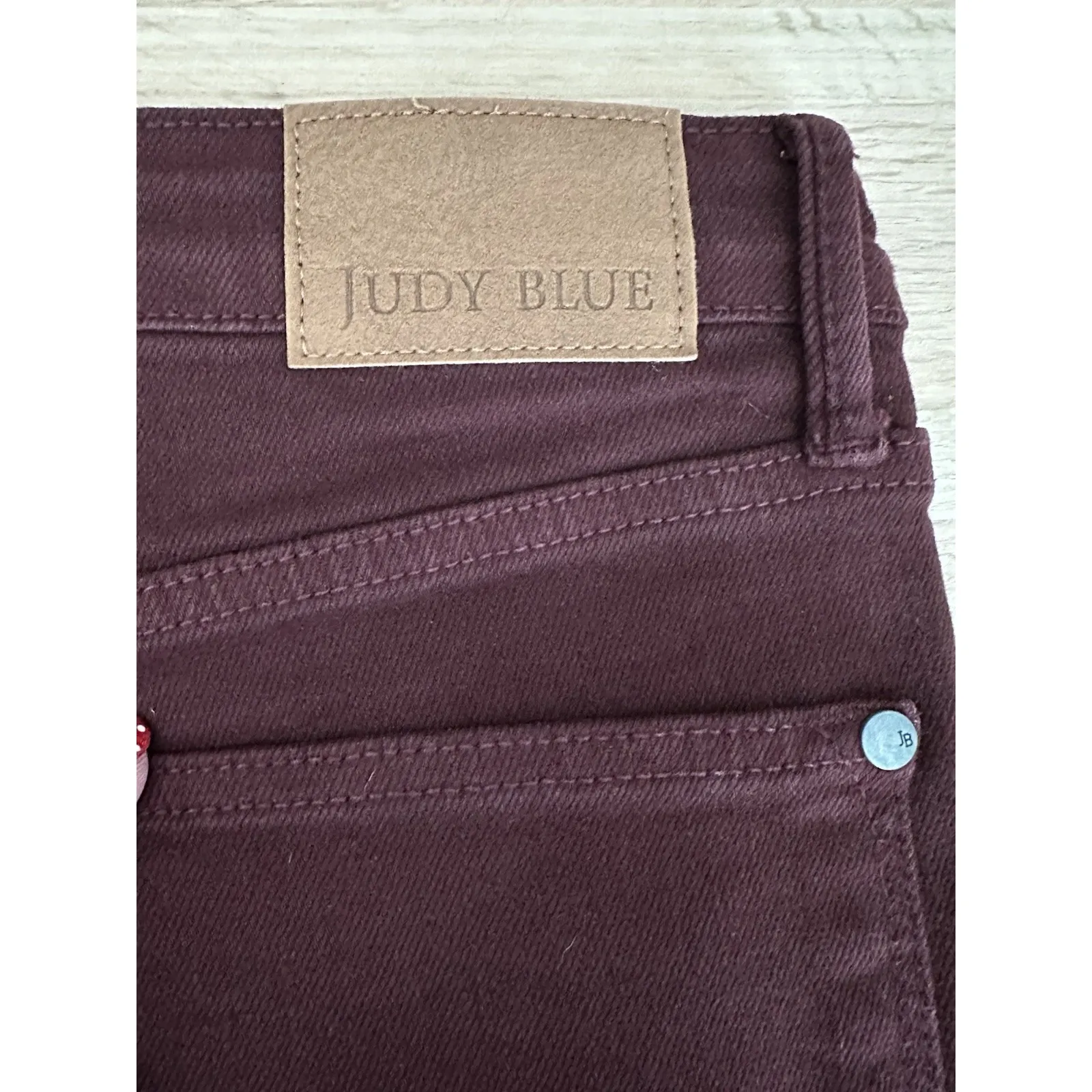 Judy Blue Jeans Womens 13/31 Maroon Garment Dyed Wide Leg Crop High Waist #K5-7 - Image 9