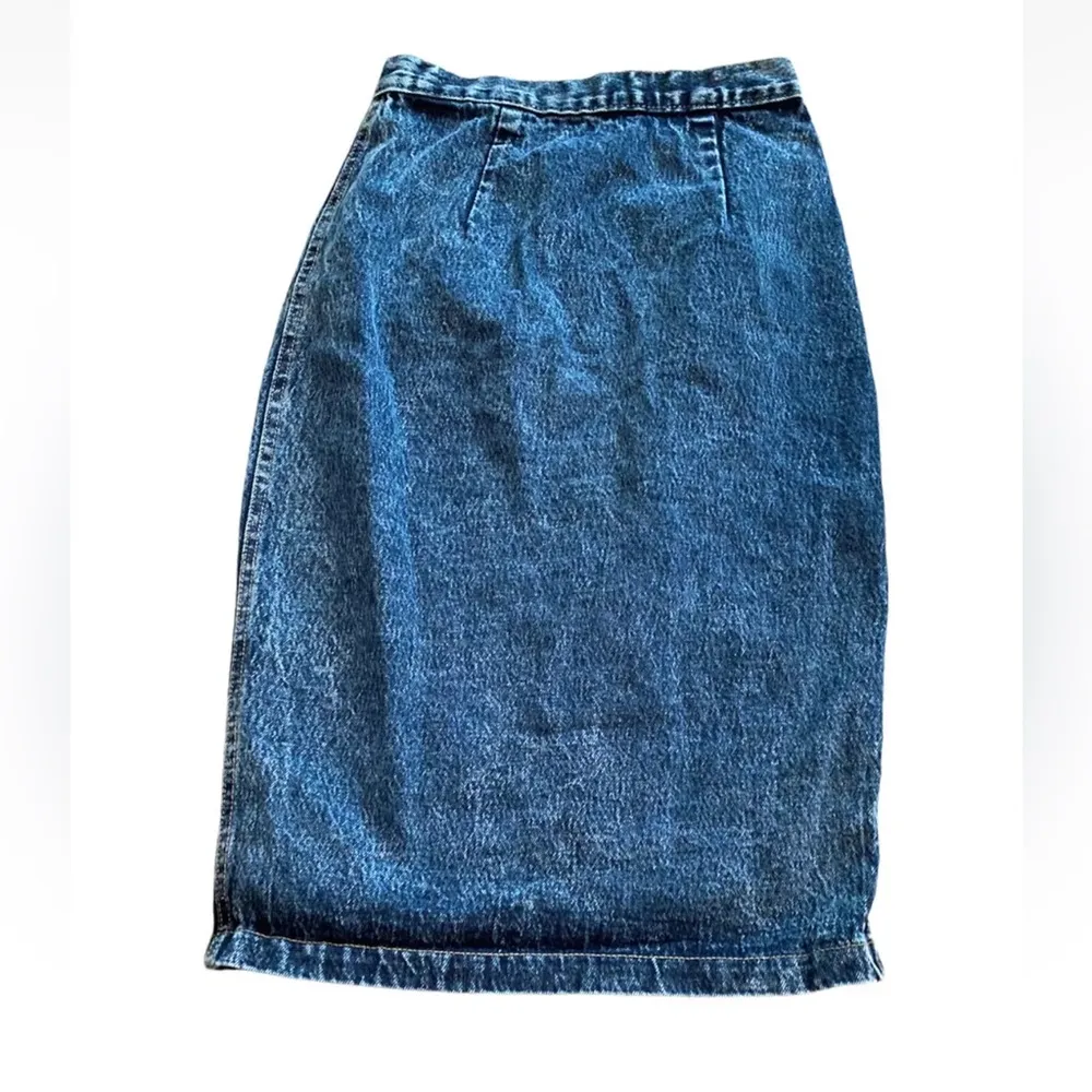 Vintage ZENA Acid Wash Denim Mini Skirt High Waist 80s Grunge Size 24 Blue - Image 5