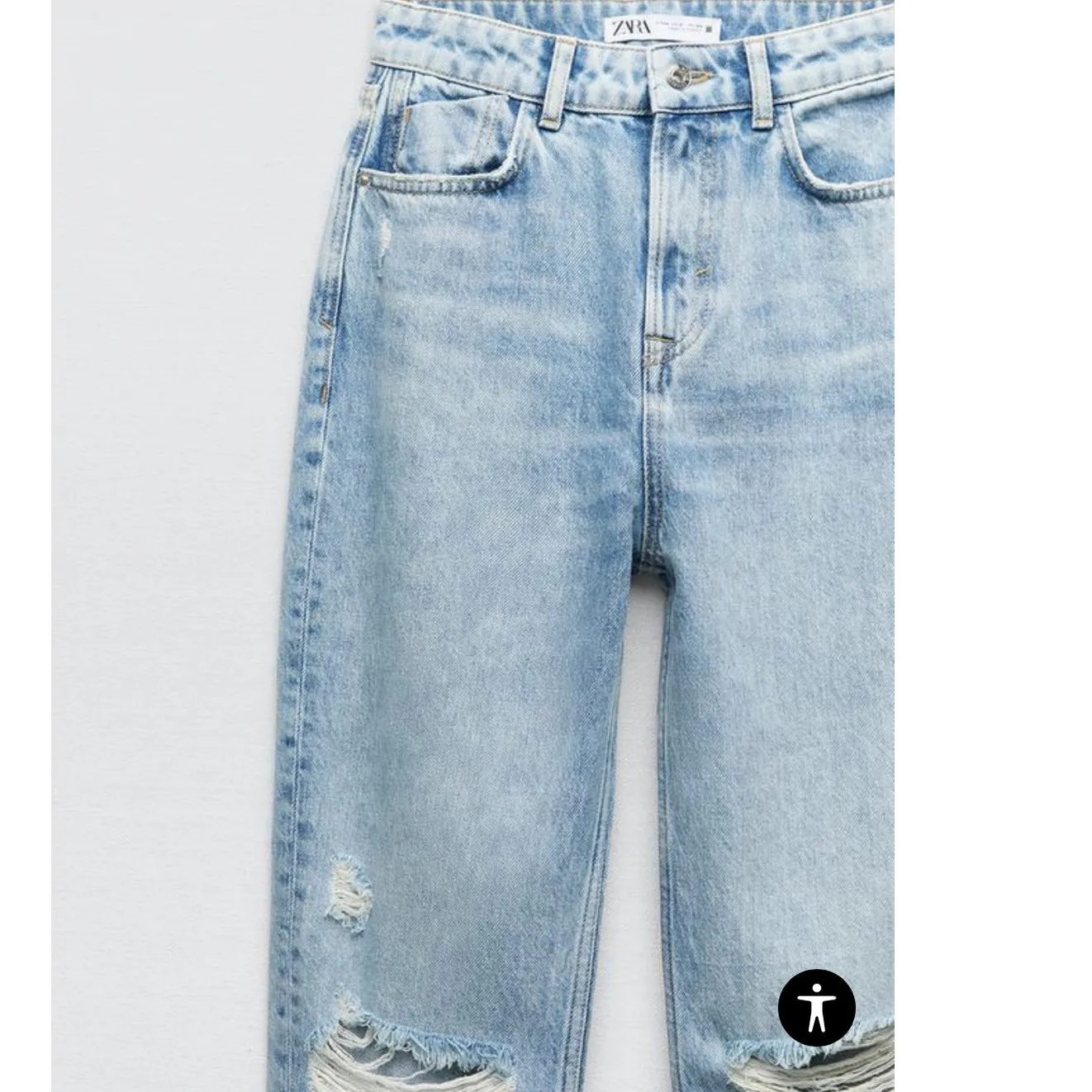 Zara Denim Ripped Mom Fit High Rise Frayed Hem Ankle Medium‎ Wash Jeans Size 6 - Image 8