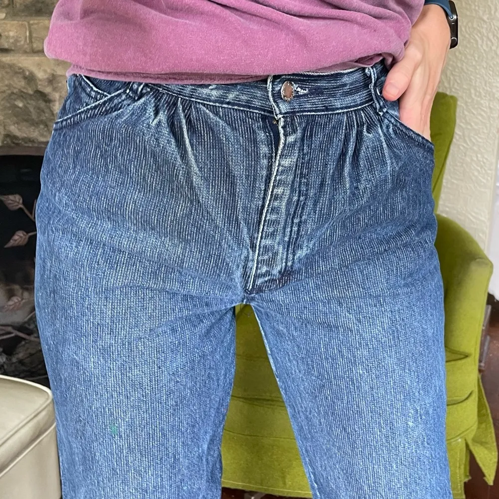 Vtg gitano railroad stripe pleated mom jeans 90s vintage denim Size 26 - Image 6