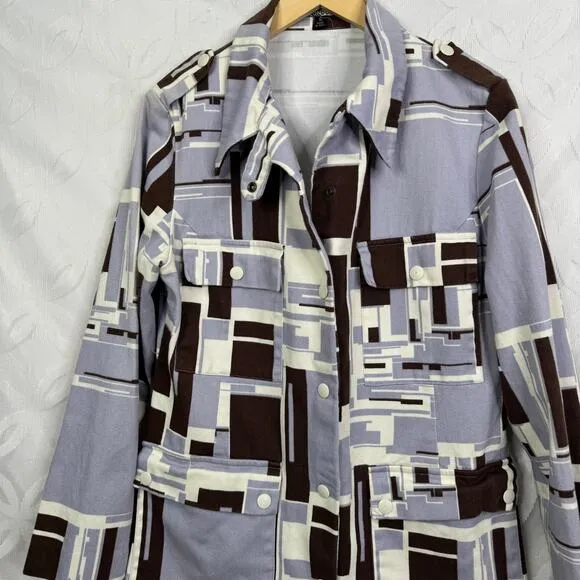 Vintage Hamnett Active London Made in Italy‎ Geo Print Jacket Size L Brown Size L - Image 6