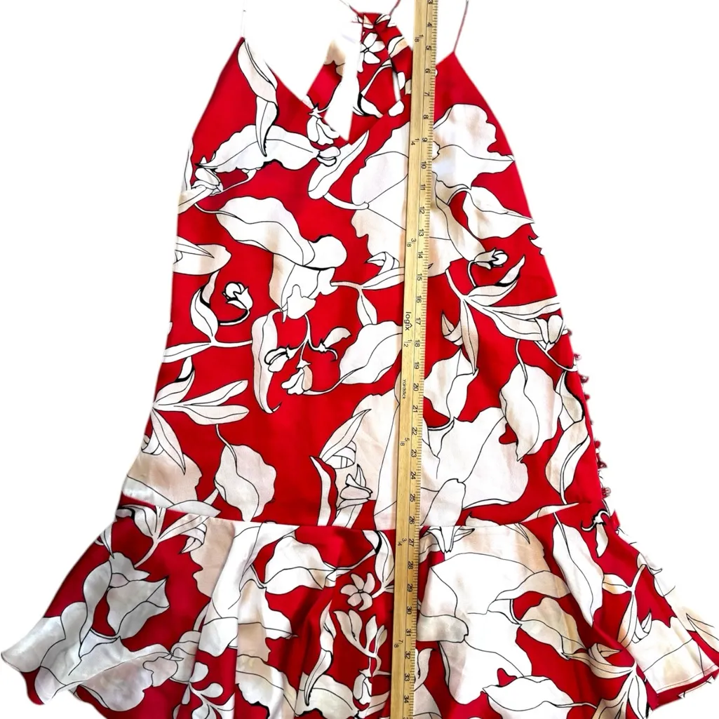 NWT Philosophy Coral Calla Lily Print Red and White Dress Flare Bottom, Sz Lg - Image 10