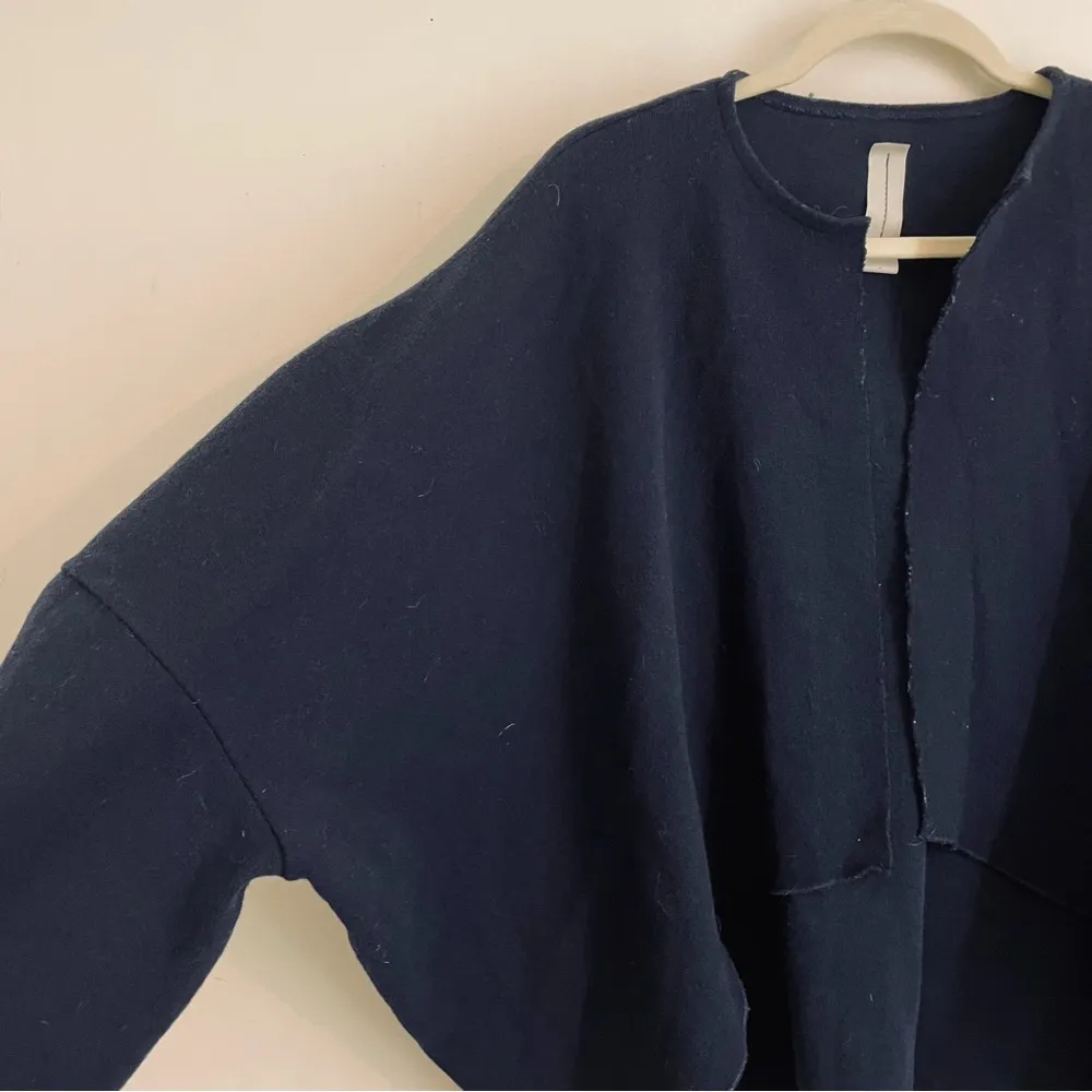 Carla Pontes Oversized Open Front Wool Wrap Cardigan Coat Navy One Size Blue Size undefined - Image 4