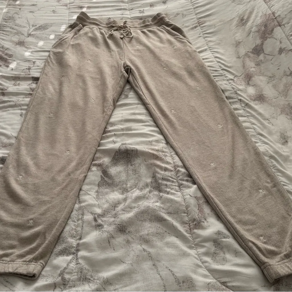 Rails Kingston Heather brown embroidered stars sweatpants Joggers, size S gym - Image 12