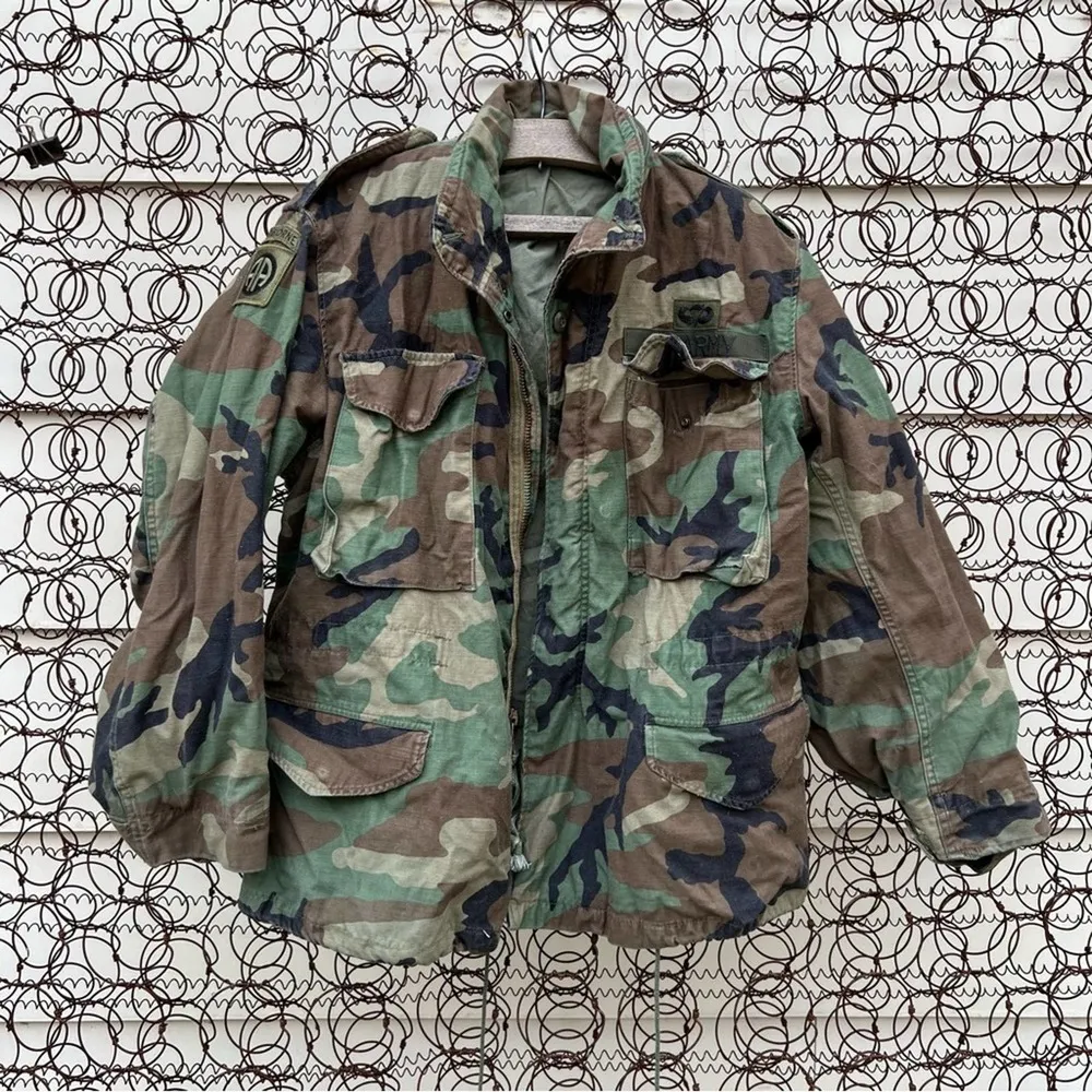 Vintage Old School Camo US Army Airborne Coat Cold Weather Field Medium Short - Image 3