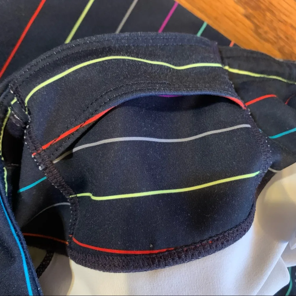 Athleta Multi-stripe Navy Rainbow Sonar Cropped Leggings Tights size Small - Image 6