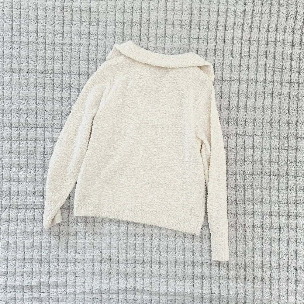 Rachel Zoe Cream Boucle Quarter Zip Sweater - Image 4