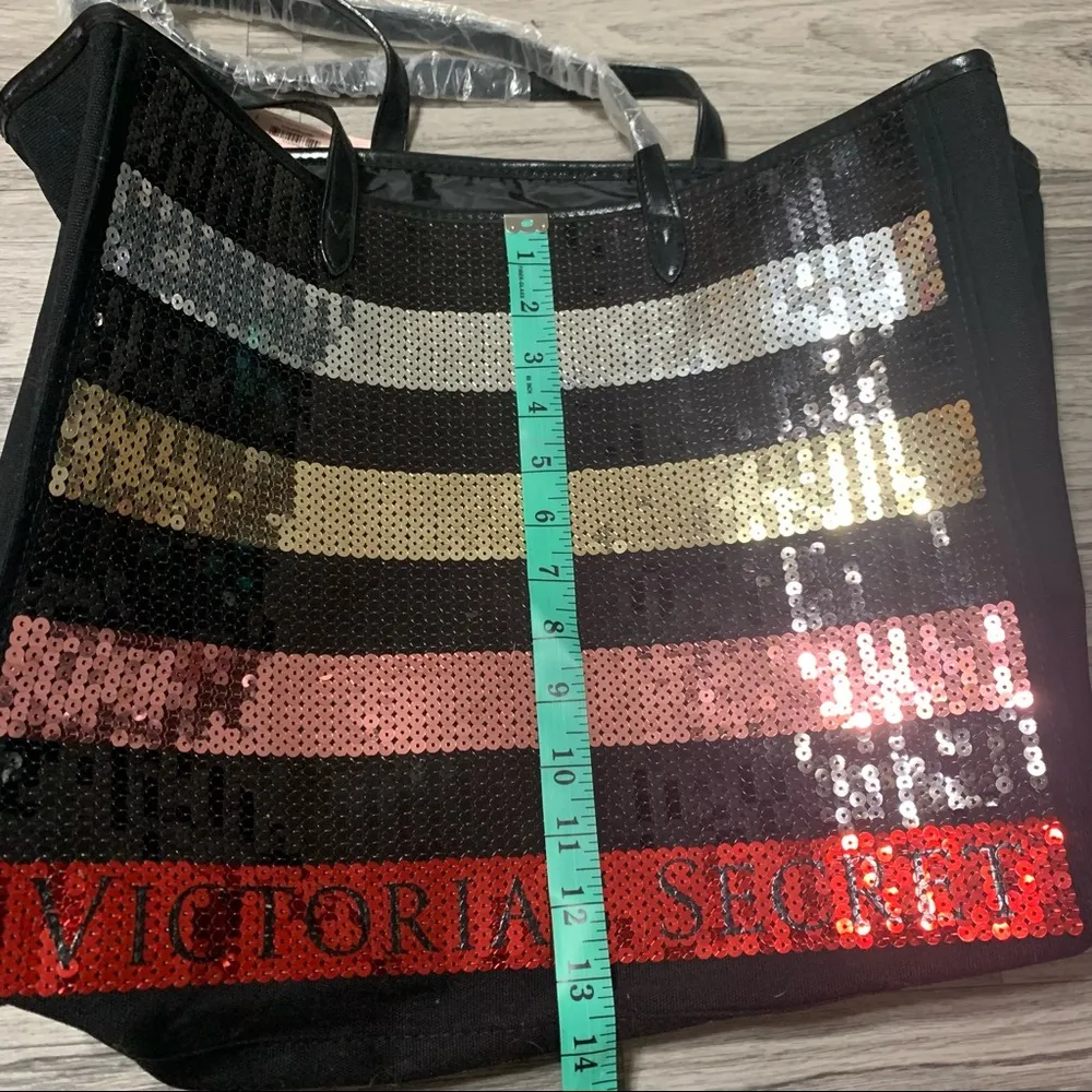 Victoria’s Secret Silver Gold Black Sequins Tote Bag; OS - Image 3