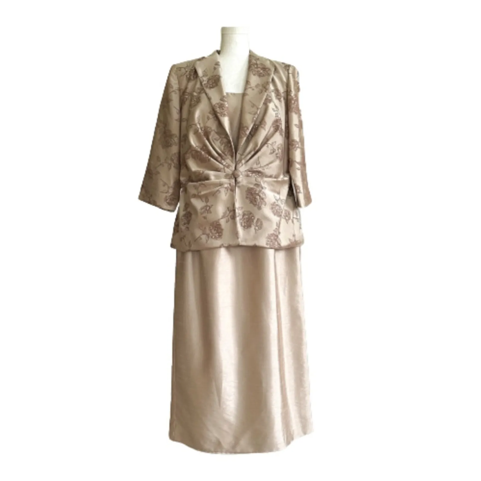 Jessica Howard Evenings Jacket Dress Woman Tan Sequins 2 Piece Midi Size 14W - Image 14