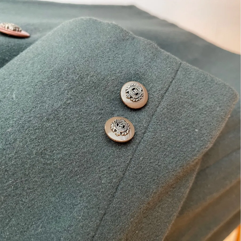 Vintage Roma DeLana Wool Cashmere Blazer Green Hunt Size 10 Signet Crest Double - Image 6