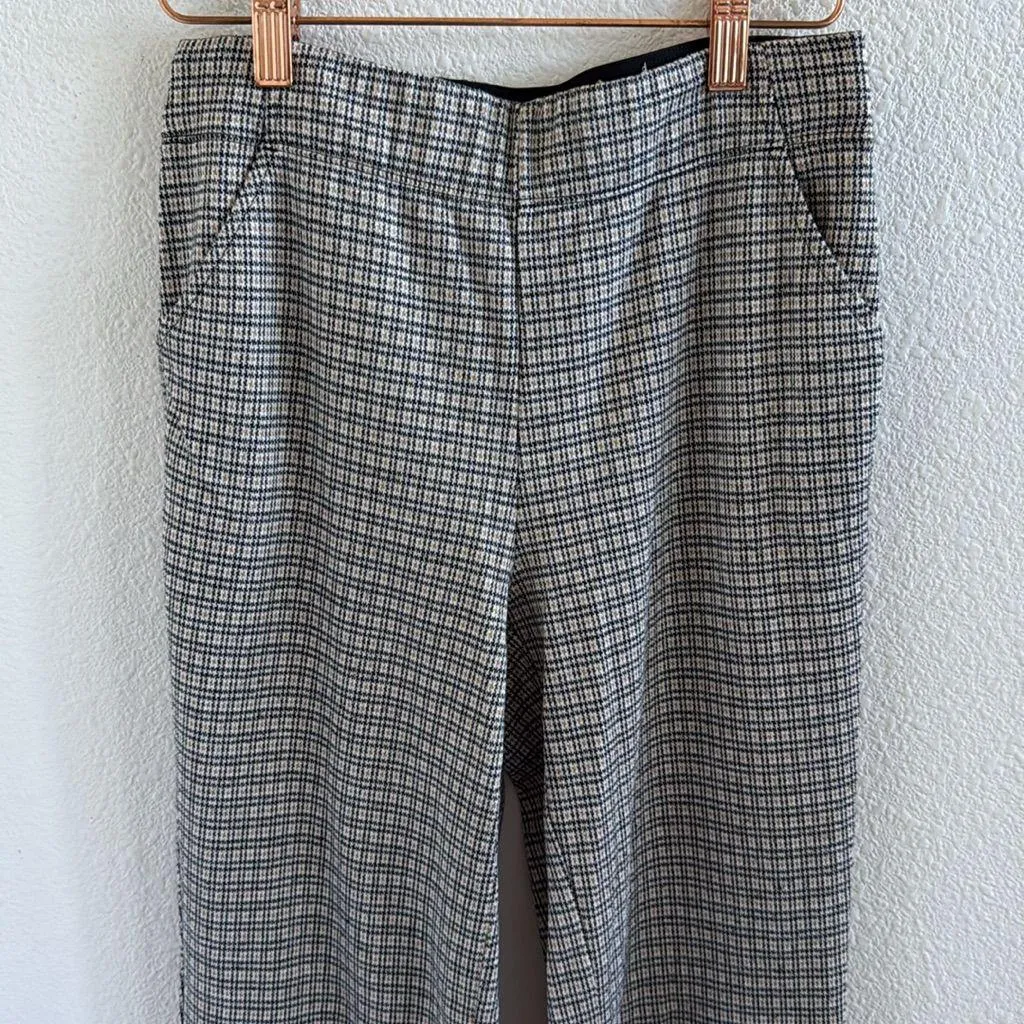 Max Studio Houndstooth Plaid Pants Textured Neutral Straight Leg Small - Image 3