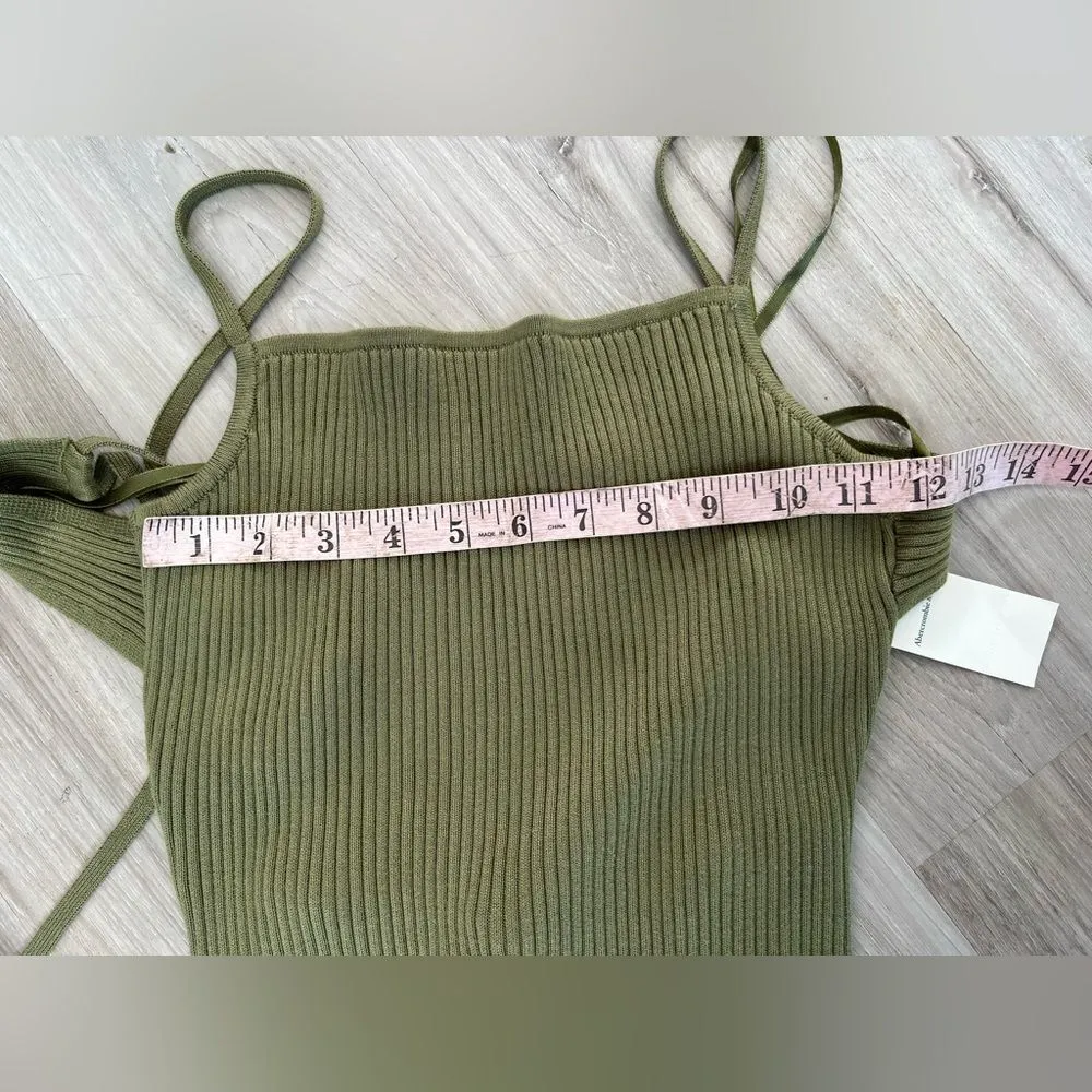 NWT Abercrombie & Fitch Medium Green Ribbed Knit Strappy Back Dress - Image 6