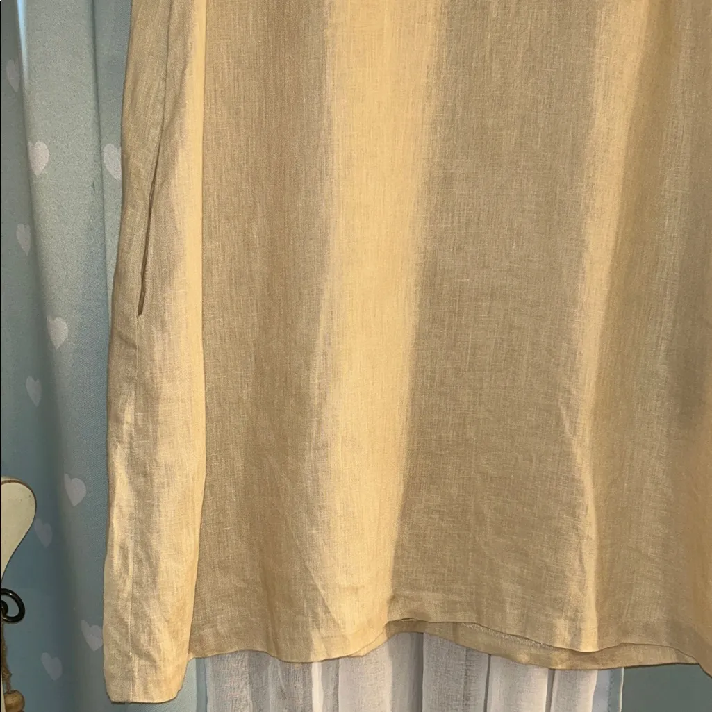 Calypso St. Barth Size L Beige Linen Dress with Sequined Neckline - Image 3