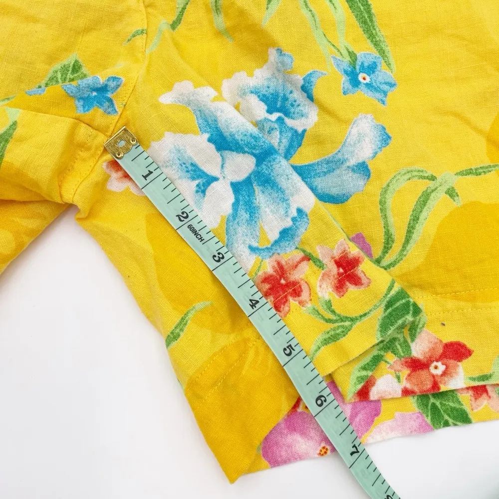 Lauren Ralph Lauren Linen Shorts Yellow Multicolored Floral Hawaiian Tropical 8P - Image 10