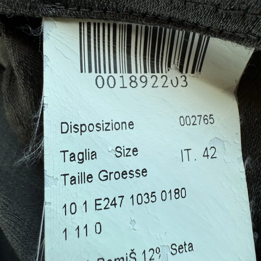 Piazza Sempione Italy Gray Ramie Silk Ruffle Bow Blouse Size 42.‎ Large. - Image 8