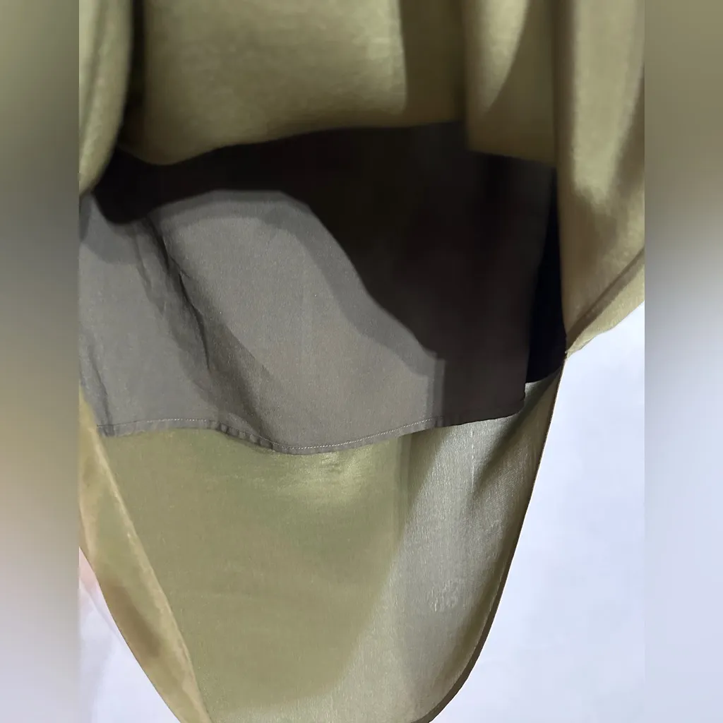 Madewell Olive Green Island Skirt 100% Silk Midi Medium Minimalist SEE NOTE - Image 9
