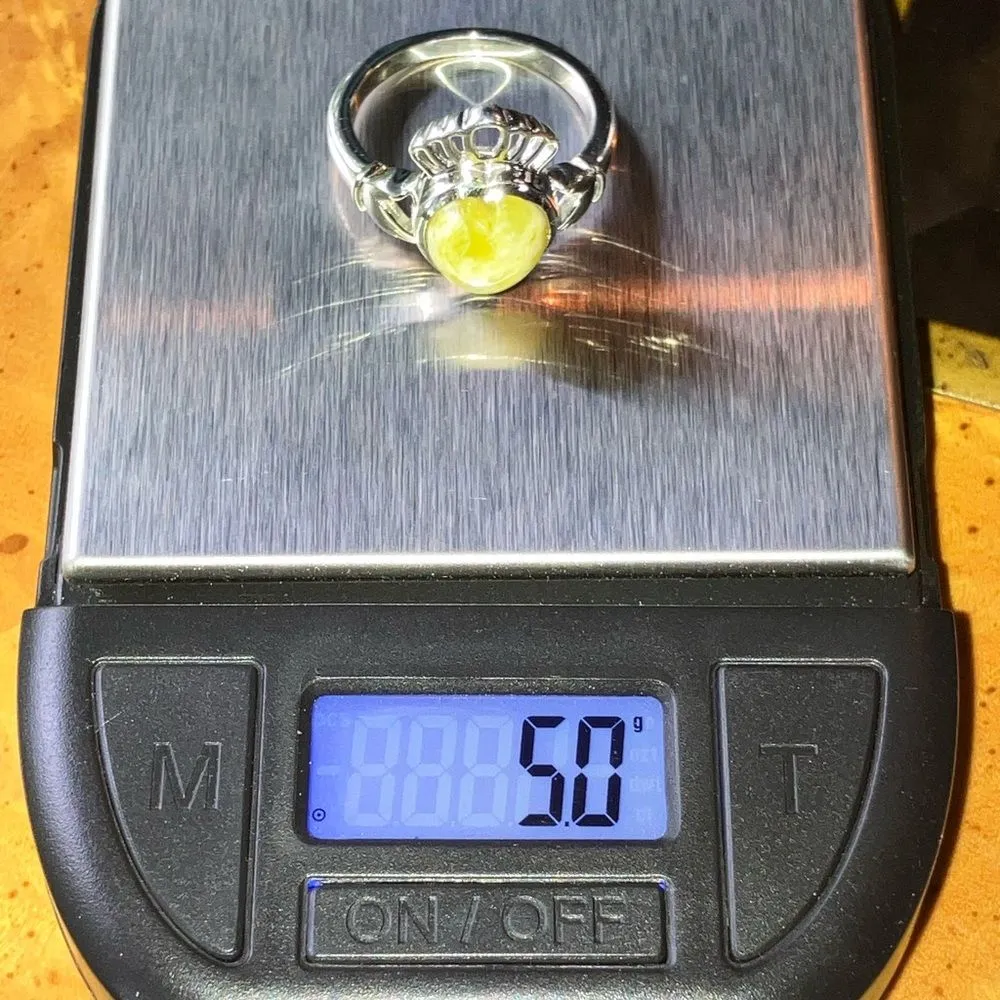 Natural Connemara Marble Sterling Silver Heart Claddagh Ring Size 8 - Image 9