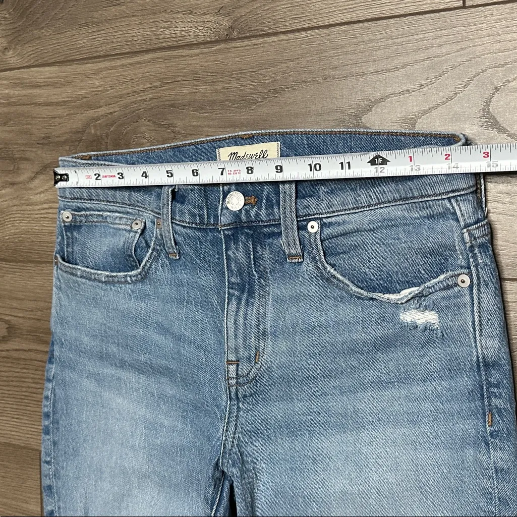 Madewell The Slim Boy Jean Mid Rise Distressed Stretch Blue Jeans Size 26 - Image 8