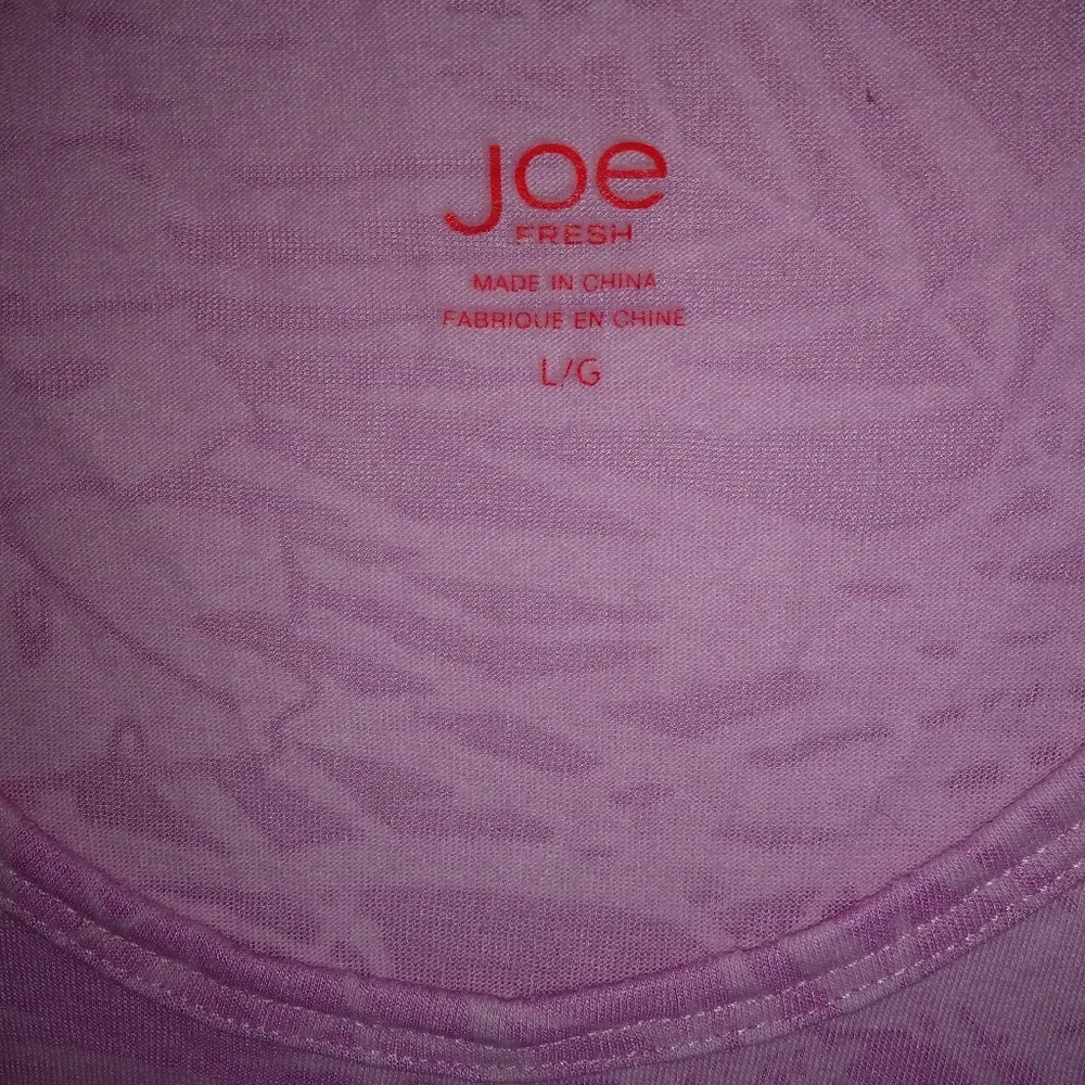Joe Fresh Pink Tshirt Scoop Neck Top L - Image 3