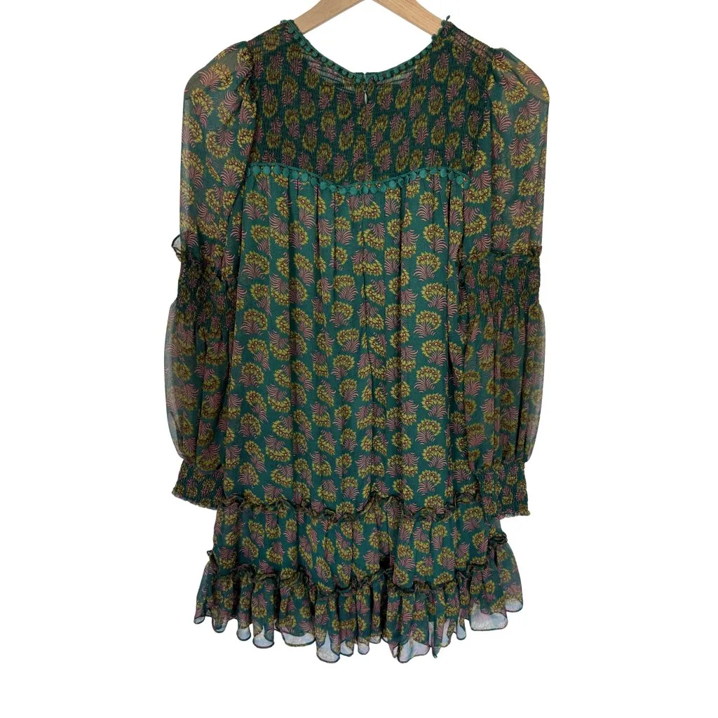 Allison New York Floral Mini Dress Sheer Small Long Sleeves Boho Holiday‎ NWT Green Size undefined - Image 3