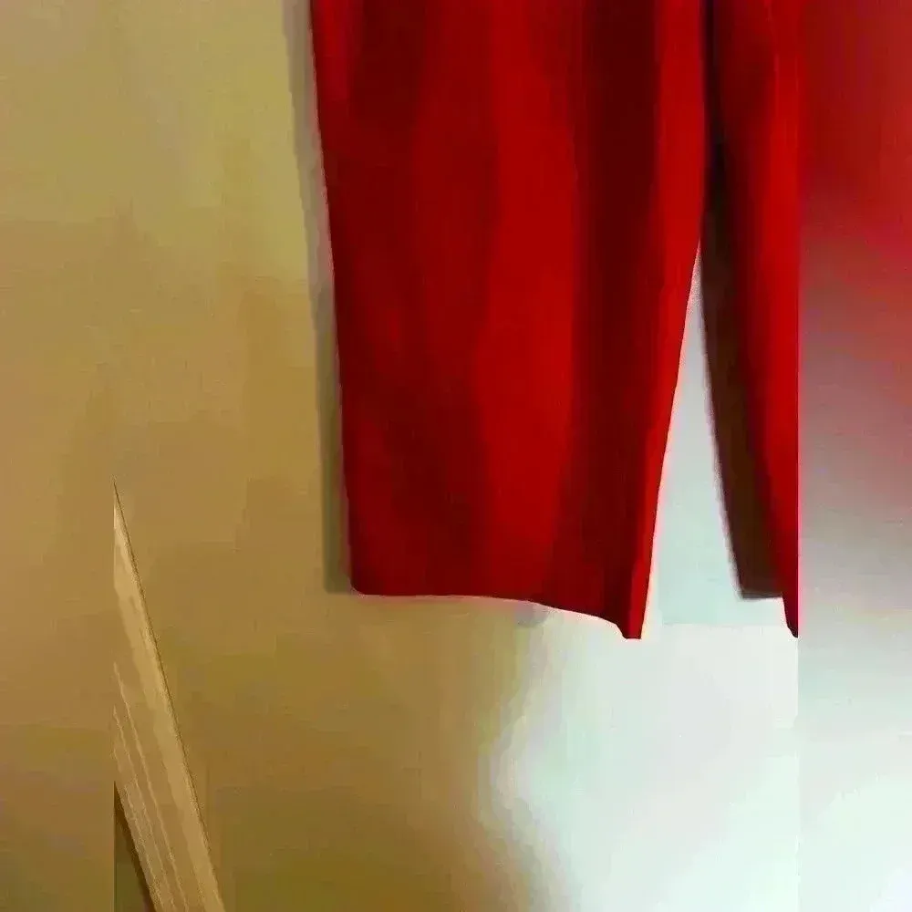 Womens NWOT Orange Wide Leg Cropped Sailor Pants. Faux Pocket. Gold Button. Size 32 - Image 4